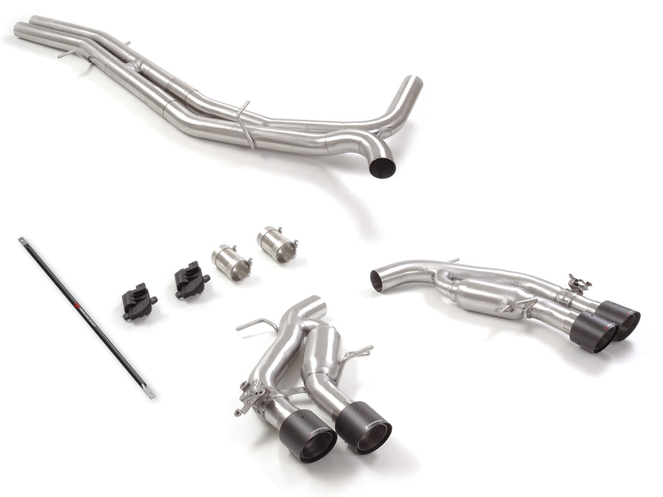 Audi RS6 C8 - Ragazzon RVS middenpijp + RVS achterdemper  2 x 100mm Carbon